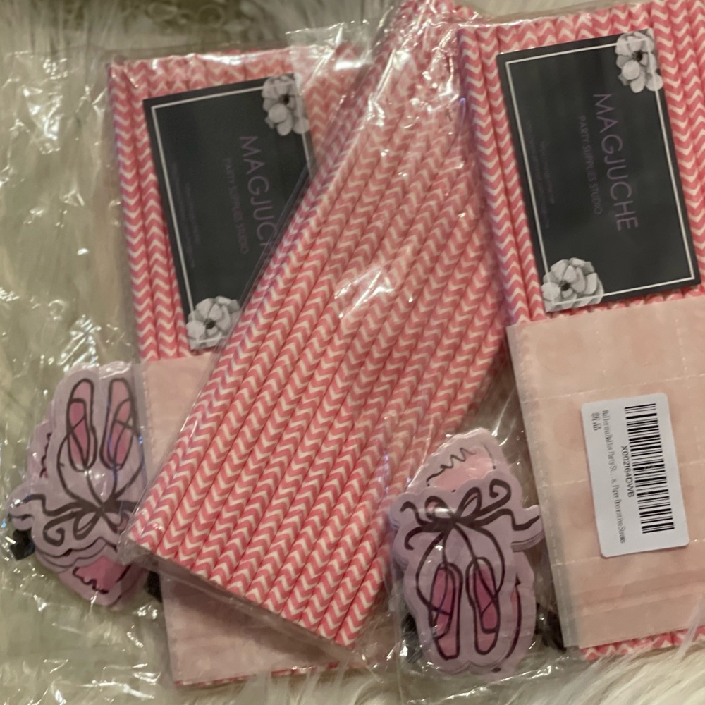 3 Paper Straws packages with 24 each. for Baby Shower or Party